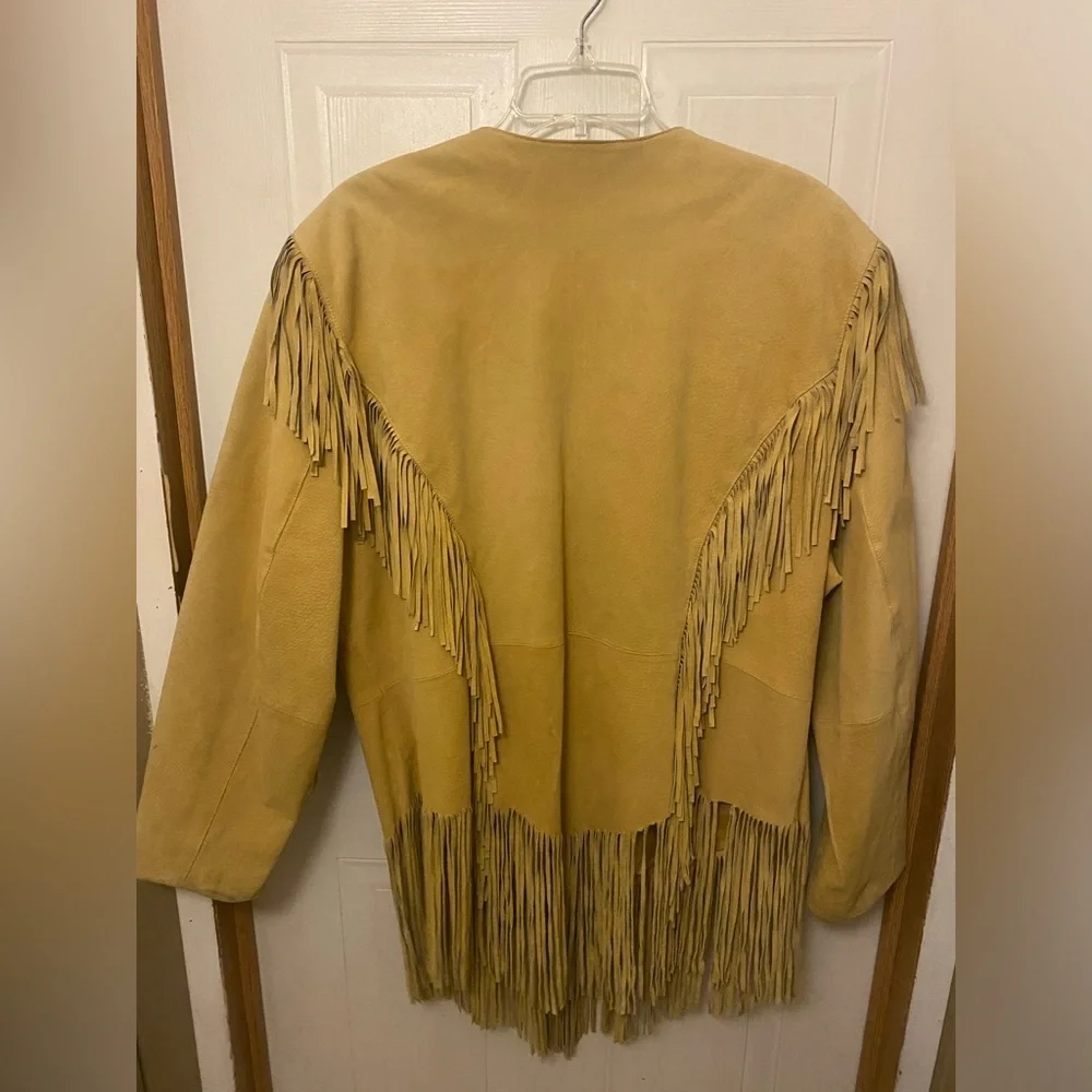 VTG Cripple Creek Golden Tan Fringe Leather Jacket